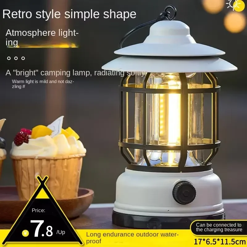 Portable LED Camping Lantern Battery Powered Tent Light for Outdoor Hiking Emergency Night Lamp Durable Iron Housing