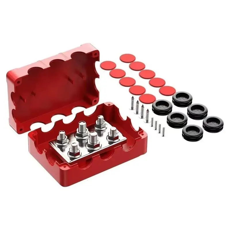 ABVG-Heavy-Duty 500A 48V Negative Bus Bar 6-Position Dual-Stud Junction Box RV Solar Marine Boat Power Distributor