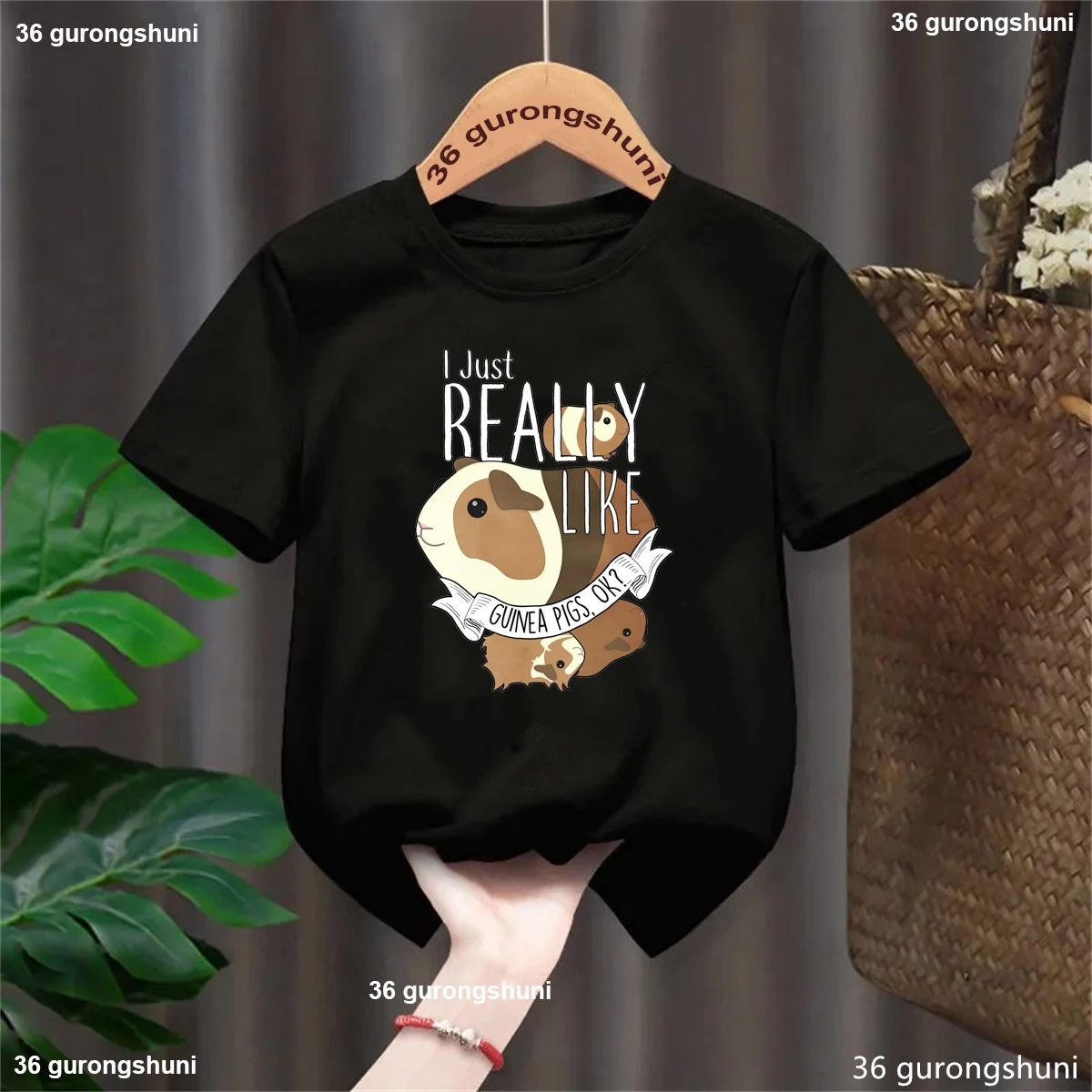 I Just Really Like Guinea Pigs Ok? Graphic Printed Tshirt Girls/Boys Funny Kawaii Kids Clothes Solid Casual T-Shirt Summer Tops