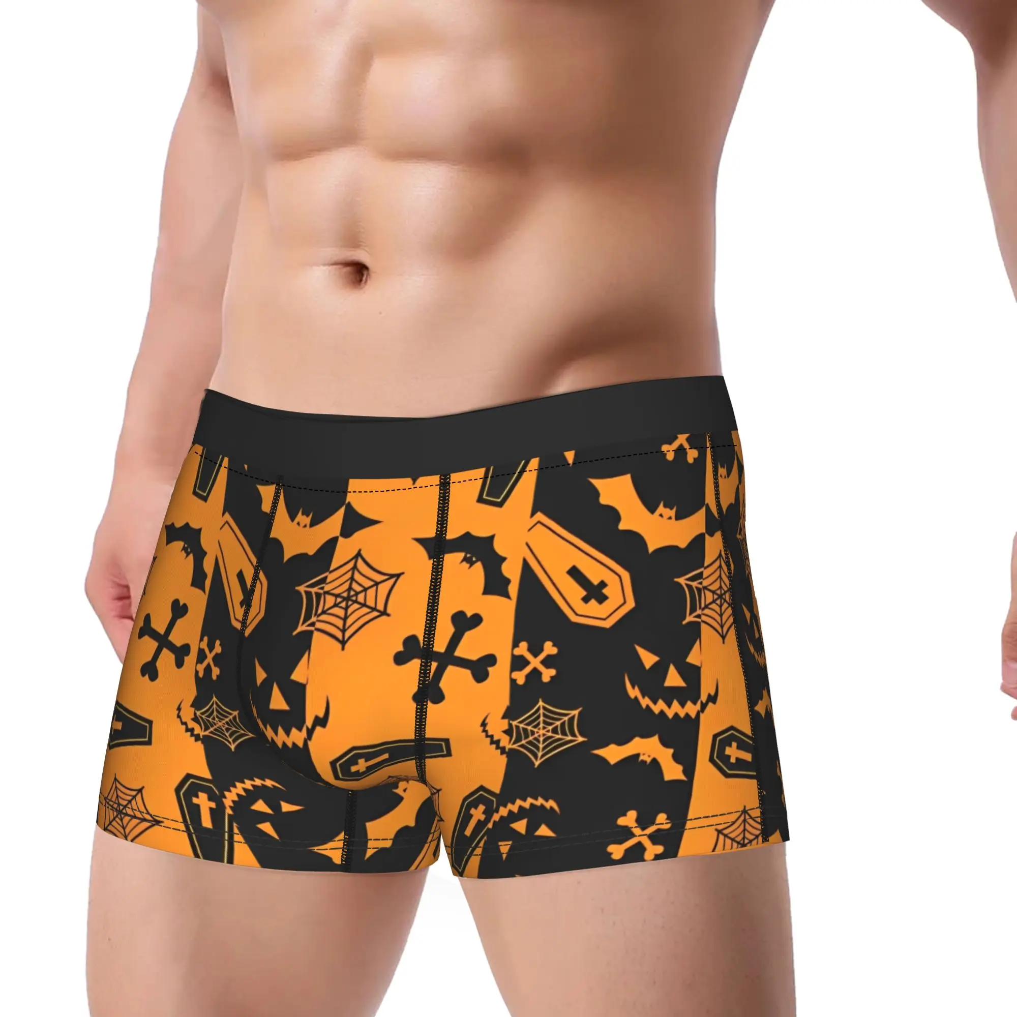 Halloween Pumpkins Ghosts Men Underwear Trick or Treat Kawaii Boxer Briefs Shorts Panties Humor Underpants for Homme S-XXL