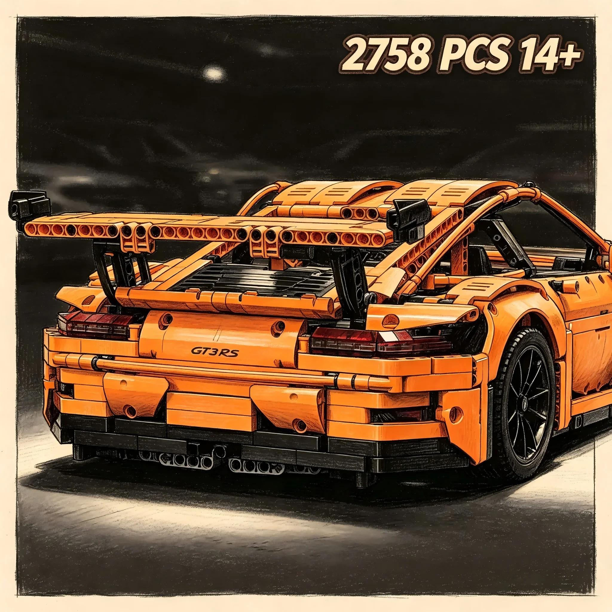Racing Series GT3 Sports Car 2758PCS Large Urban Racing Model Kits – Perfect for Gift-giving During Holidays.