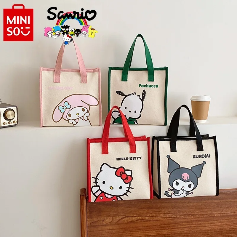 Miniso Sanrio 2024 New Women's Handbag Fashionable High Quality Canvas Commuter Women's Bag Casual Large Capacity Shopping Bag