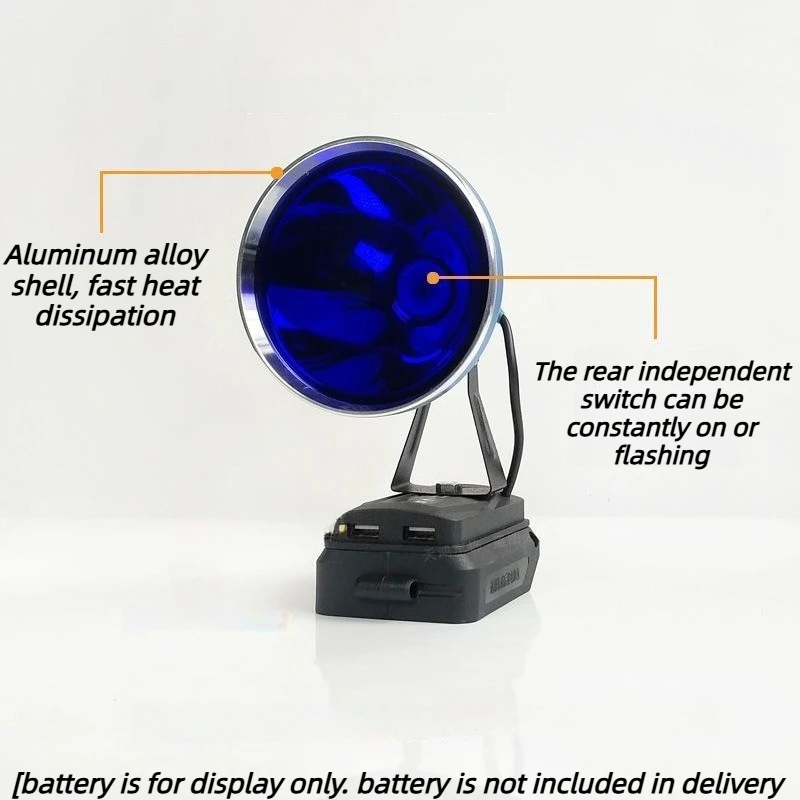 Blue Light for WORX Lithium Battery Portable LED Night Fishing Lights DIY Adjustable Rechargeable Light Versatile Spotlight