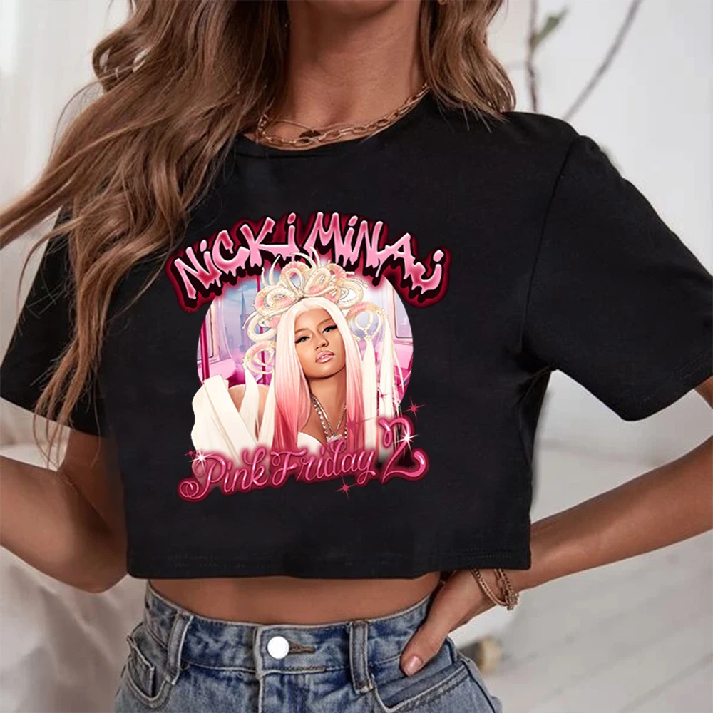 Nicki Minaj Crop Tops Nicki Minaj Tour Crop Tops Gift for Fan Harajuku O-Neck Short Sleeves Crop Tops