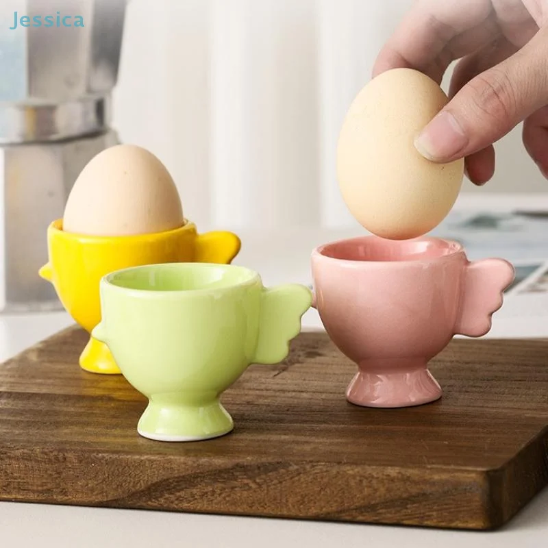 

♥Adorable Angel Wing Ceramic Egg Cups - Colorful Breakfast Boiled Egg Holders