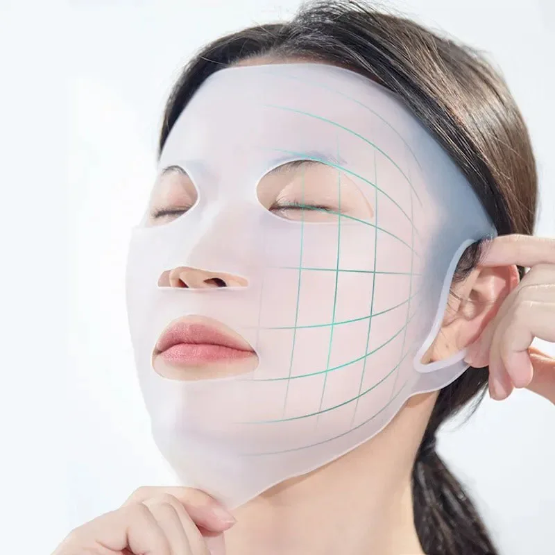 Maschera in silicone 3D per il viso Strumento per la cura della pelle delle donne Appeso all\'orecchio Maschera per il viso Foglio di gel