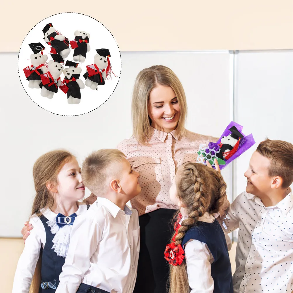 

12Pcs Mini Graduation Bear Bouquet Decorations Soft Foam Bear Grad Cap Gown Symbol of Achievement Graduation Ceremony Keepsake