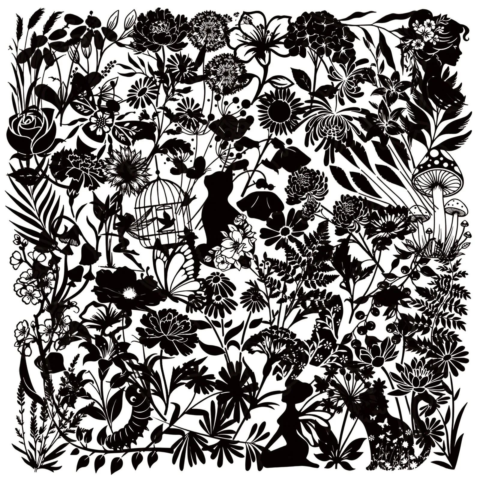

10/50pcs Cute Black White Vintage Flower Plant Transparent Stickers Ins Decals Laptop Scrapbooking Journal Planner PET Sticker