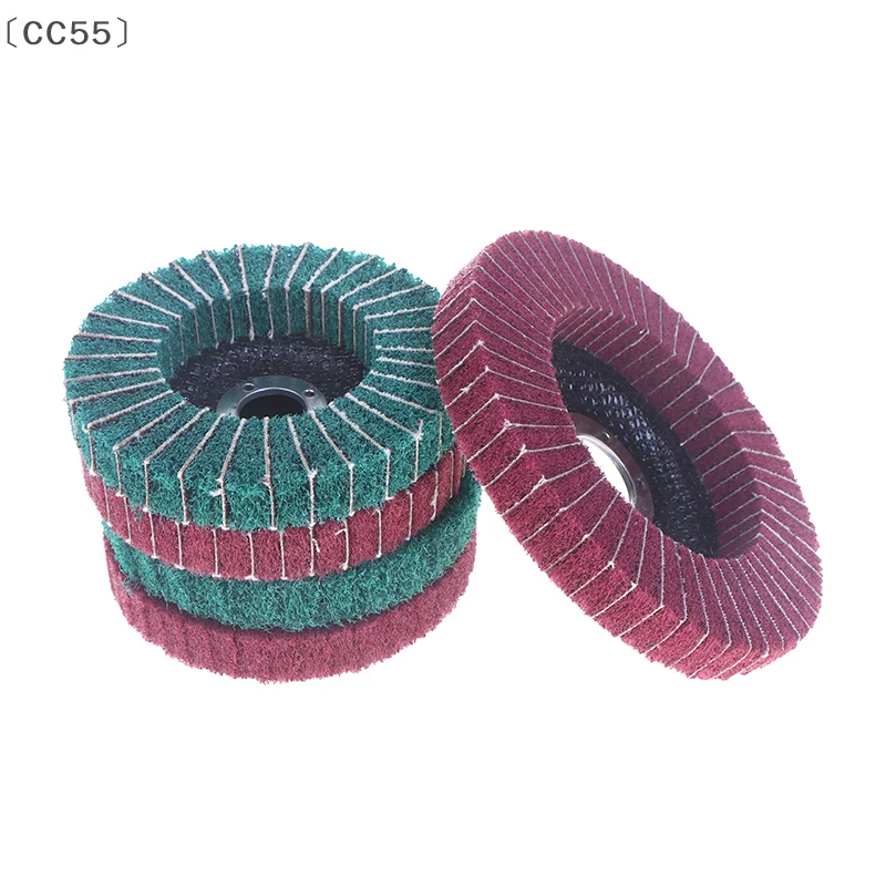 [-CC55」 100/115/125 مللي متر طحن عجلة لطاحونة زاوية ألياف النايلون رفرف إطارات لامعة غير المنسوجة قرص الطحن للخشب المعدني