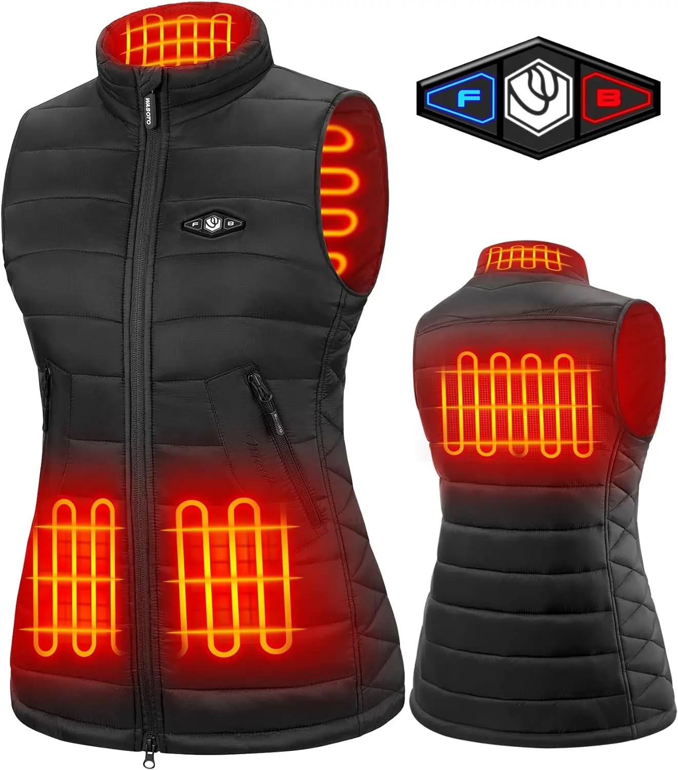 Factory Custom Design Formal Warm Breathable Cotton Filled Knitted Heated Vest with 4-Zone Heating and Battery Pack for Women