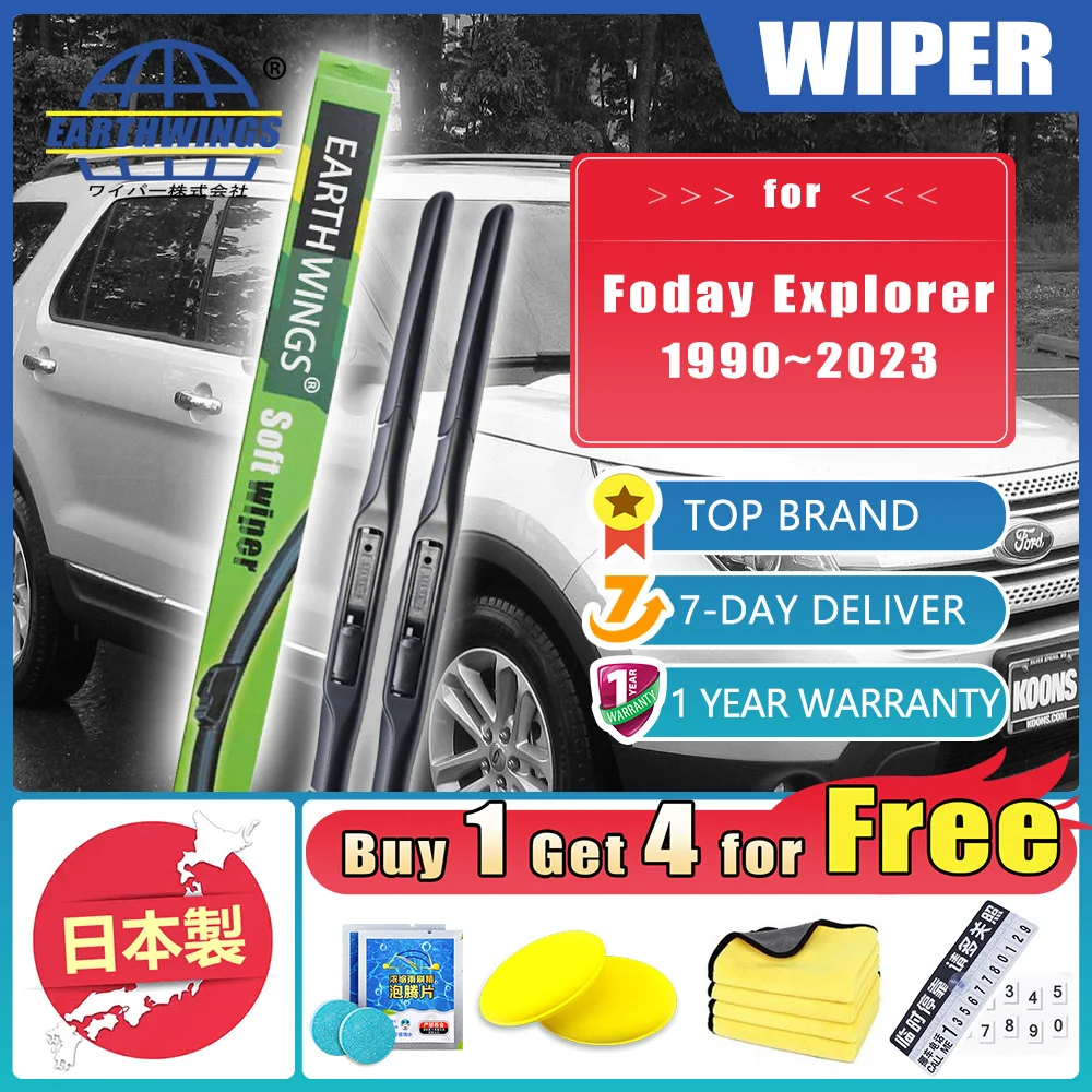 For Foday Explorer 1990~2023 Car Front Rear Set Windshield Wiper Blades Rubber Accessories Protective Windscreen Cleaning 18