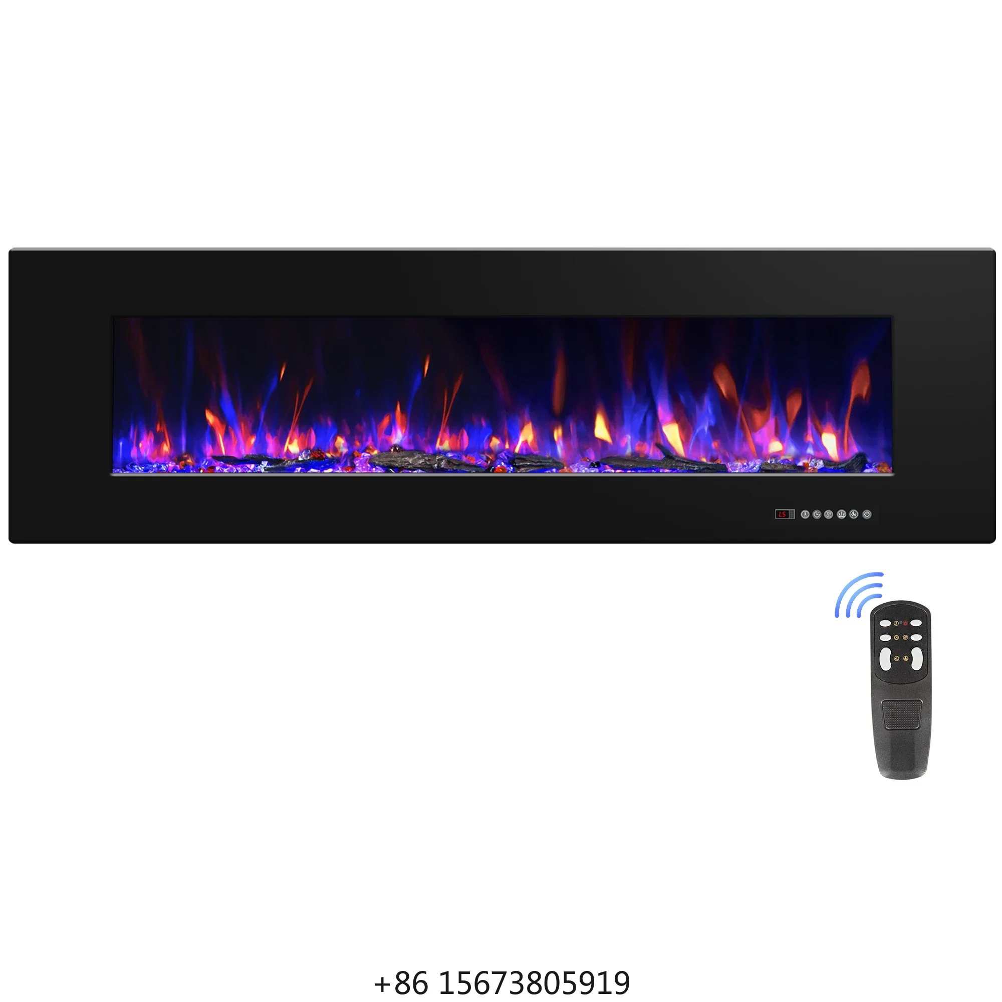 

50-дюймовый черный настенный электрический камин без встраивания с термостатом для декоративного обогрева