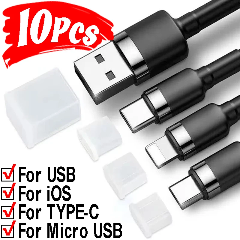For IOS Type C Micro USB A Charging Port Protective Cover USB Anti-dust Plugs TYPE-C Dustproof Stopper Data Line Protector Cap