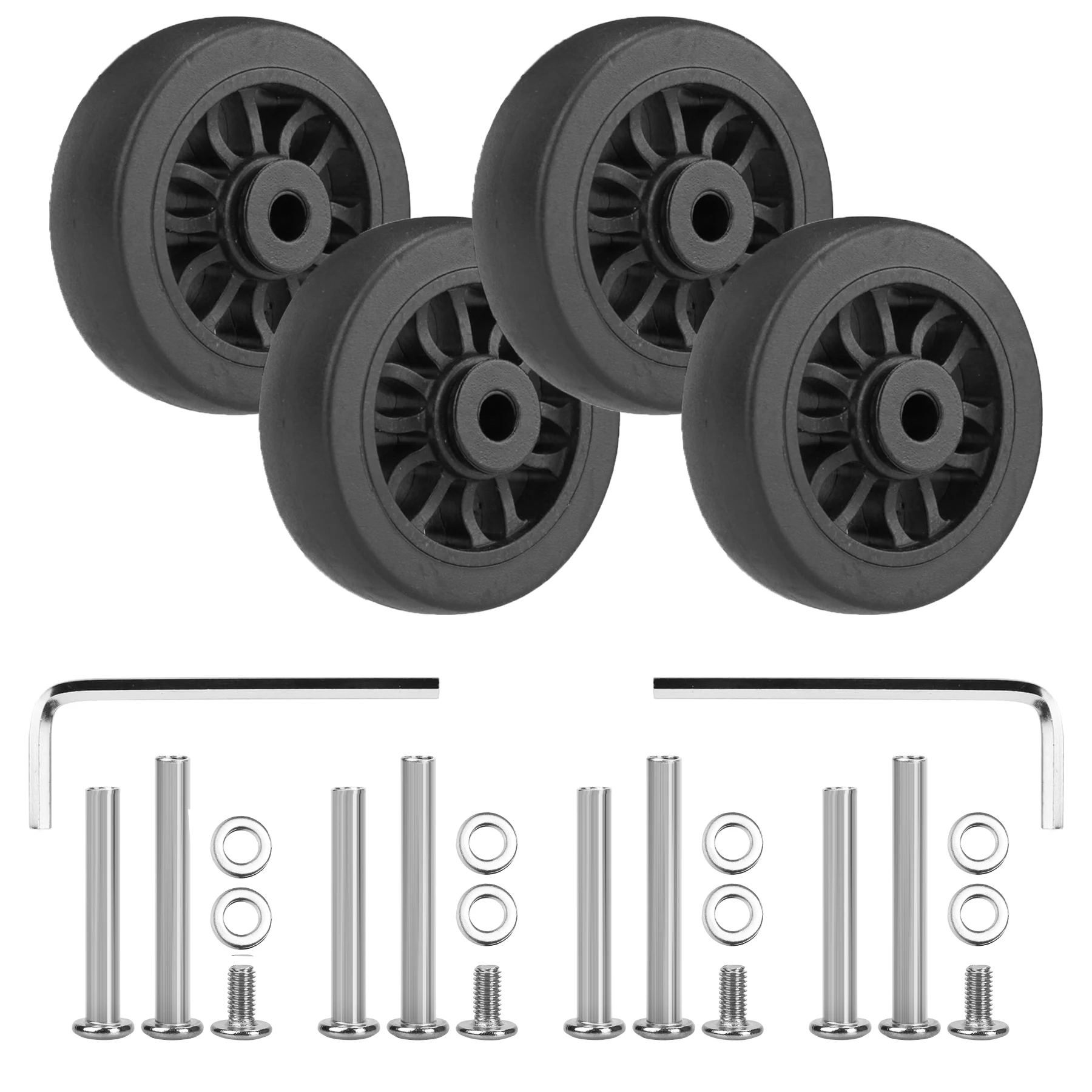 

GUGULUZA 4 шт. 50 мм черные сменные колеса для багажа, бесшумное дорожное колесо для чемодана с винтом, ролики для тележки, запасные части