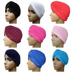 Pleated Hat Women Stretchy Hat Turban Head Wrap Band Chemo Bandana Hijab Pleated Indian Yoga Pull-head Stretch Headband Beanies