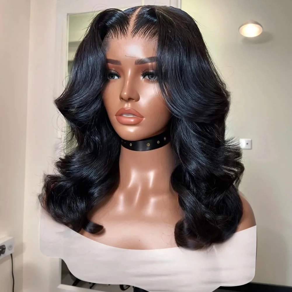 

13x4 Парики фронта шнурка Человеческие волосы Предварительно выщипанные парики для чернокожих женщин Короткий бесклеевой парик Объемная волна Парик фронта шнурка человеческих волос 18 дюймов