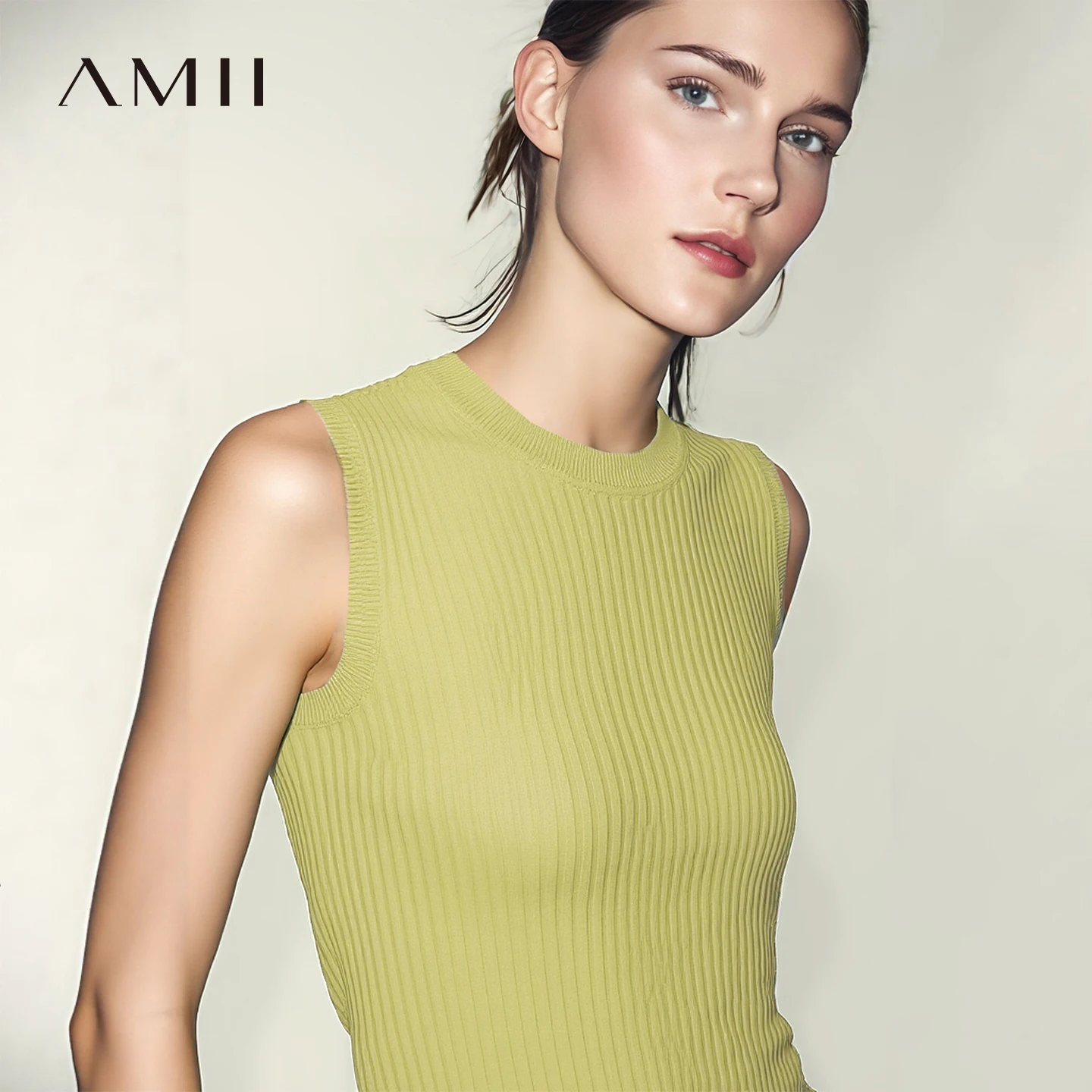 Amii Women's Tank Top 2026 Summer New Straight Fit Sleeveless Solid Color Vest Versatile Basic Knitted Cami For Women 12622084