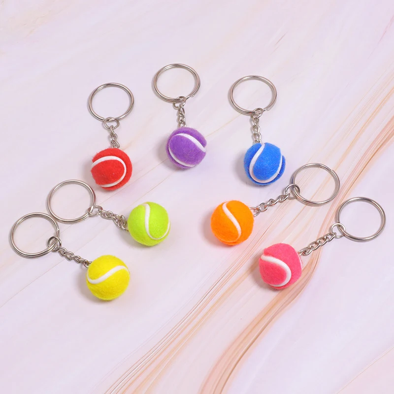 6 Color Key Chain Tennis Ball Metal Keychain Car Key Chain Key Ring Sports Chain Color Pendant