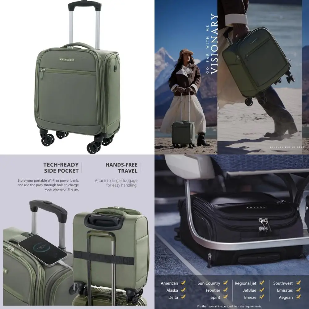 

Компактный 14,5-дюймовый ручной клади Spinner, легкий чемодан с мягкой стороной для путешествий, подходит для мужчин и женщин на колесиках.