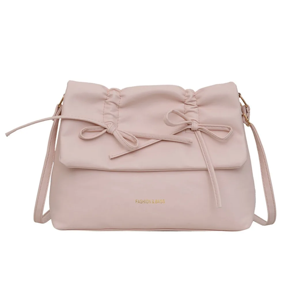 بسيطة حلوة بولي Leather حقيبة كتف جلدية مطوي سعة كبيرة Y2K القوس حقيبة تحت الإبط النمط الفرنسي حقيبة يد الصلبة حمل حقيبة المرأة