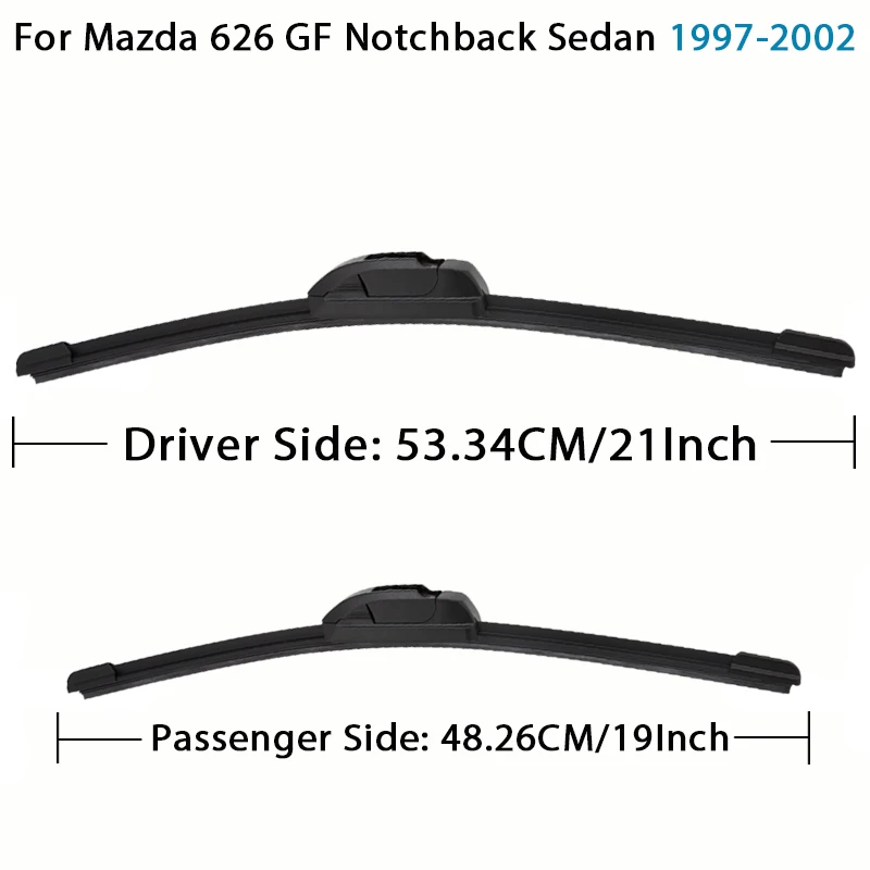 لمازدا 626 GF Notchback سيدان 1997-2002 21 ''+ 19'' ممسحة السيارة شفرة الجبهة مساحات صالح U هوك الذراع الزجاج الأمامي شفرات ممسحة السيارات