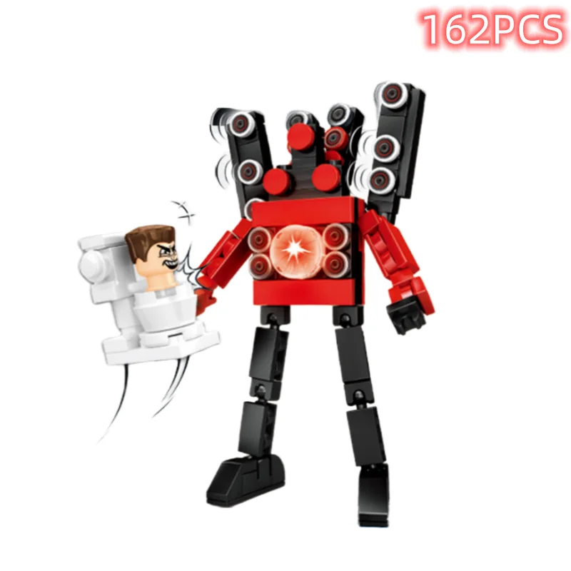 Skibidi Toilet Surveillance Man TV Compatible Building Blocks Mini Model Action Figures Toys Christmas Halloween Birthday Gift