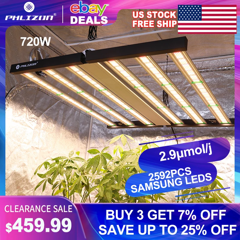 Phlizon FC8000 720W Samsung LM281B Full Spectrum LED Grow Bar /Strip pionowa lampa rolnicza do użytku domowego