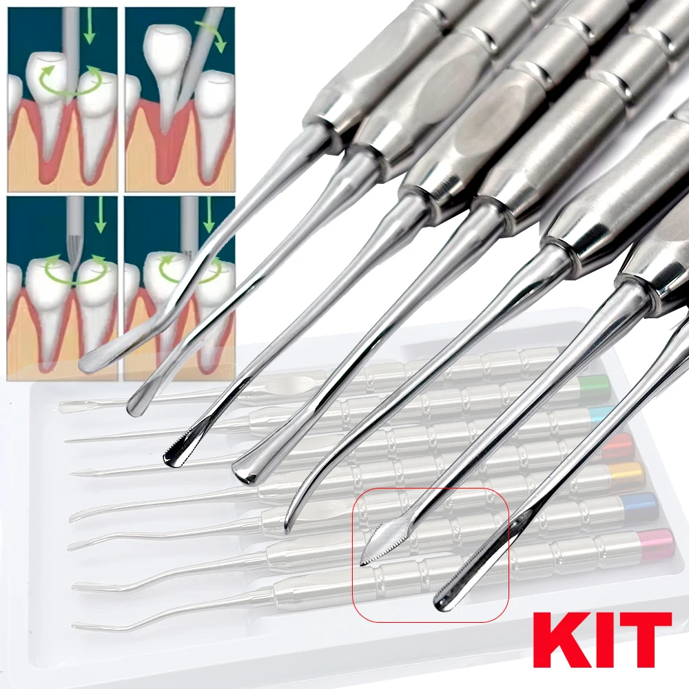 Multi-Angle Curved Root Lift Elevator and Dental Extracting Forceps Reusable Minimally Invasive Oral Surgical Tools