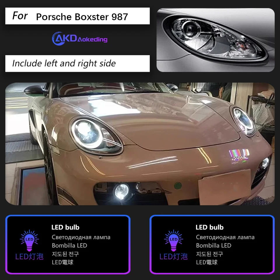 ポルシェボクスター987用LEDカーヘッドライト,ヘッドライト,drl