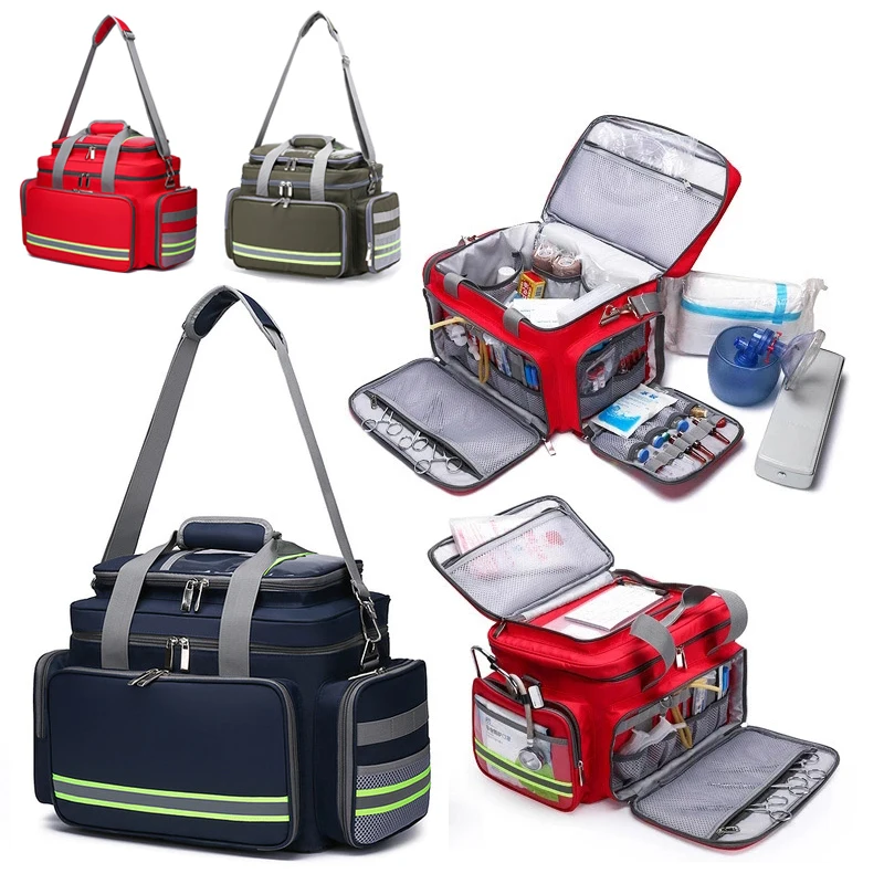 

Camping Medical Bag Outdoor Emergency Rescue Large-Capacity Bag Empty Waterproof Reflective Oxford Multi-Pocket Travel Bag