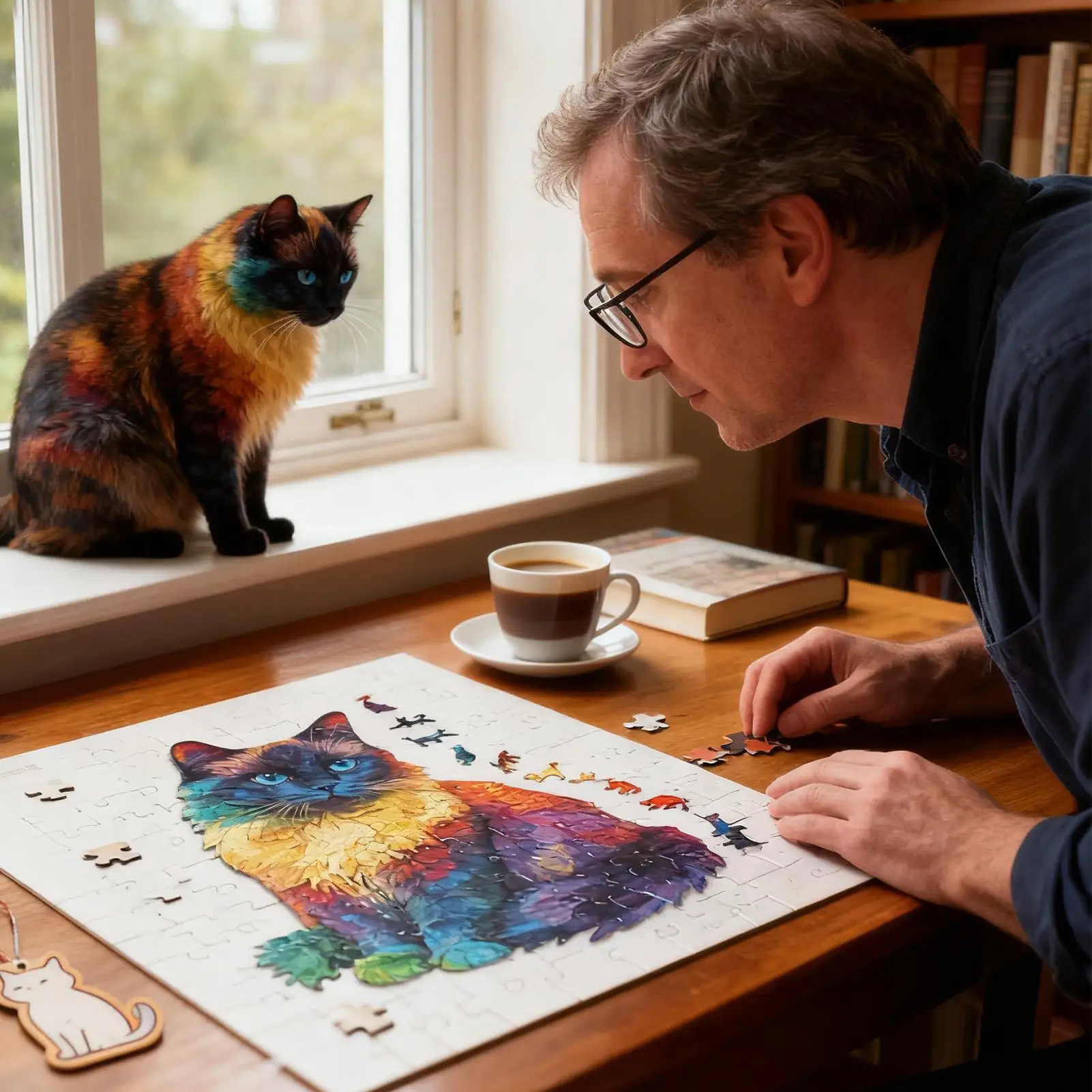 Cat Shaped Wood Puzzle 201 Pieces Bedroom Decoration Irregular Animal Puzzles For Adults Teens Cat Lovers Collectors Family