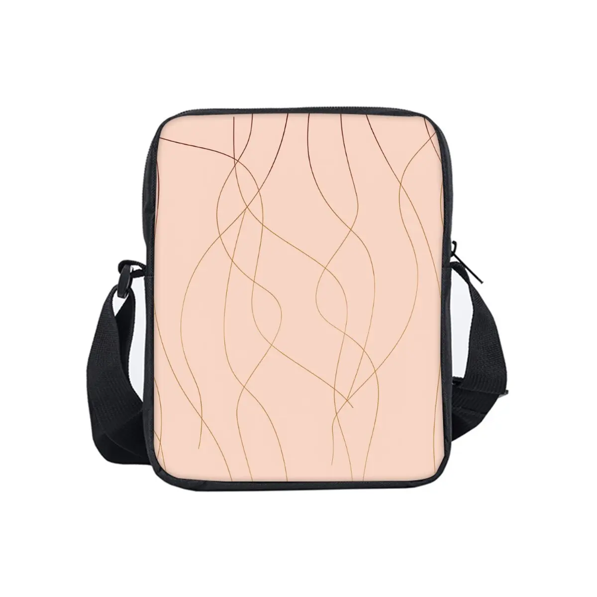 

Pink Gold Lines Print Single Sided Messenger Bag for Boy/Girls Children Best Gifts 3D Cartoon Casual Crossbody Bag