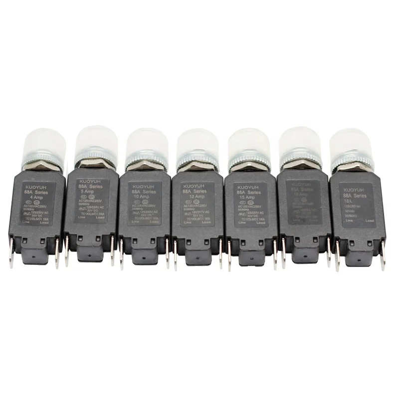 

10 PCS KUOYUH 88A 3A 4A 5A 6A7A8A10A12A14A15A16A Protector Circuit Breaker Button Mount 32V DC Overload Switch