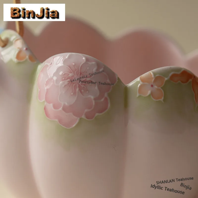 175ml Hand-painted Thousand Flowers Lifting Handle Tea Pitcher Pour Tea Cha Hai Dispenser Justice Cup Fair Mug Teaware Supplies