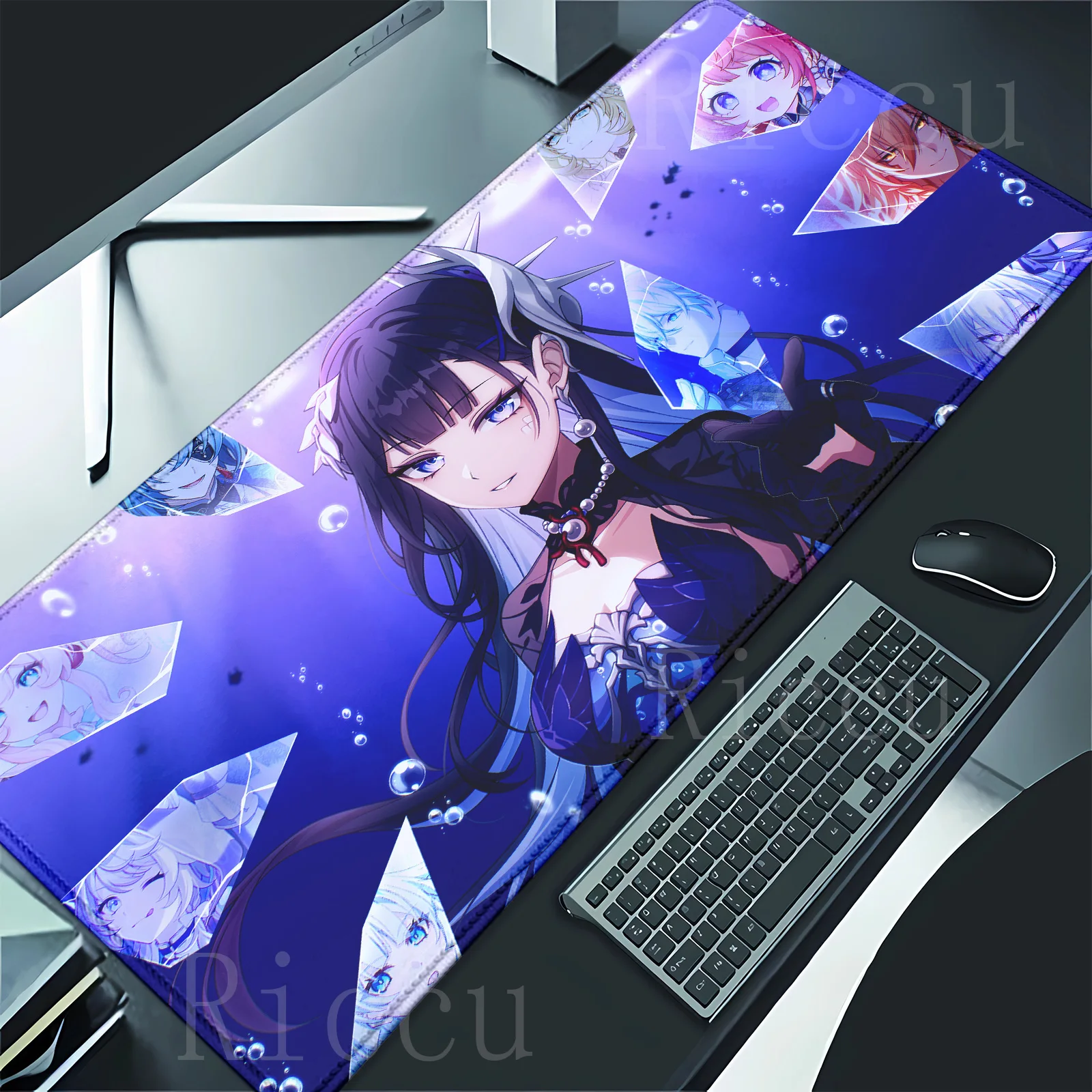HD Kawaii Hysilens MousePad Honkai Star Rai Hentai Mouse Pad Besar Gaming Laptop PC Periferal Komputer Lucu Anime Keyboard Mat