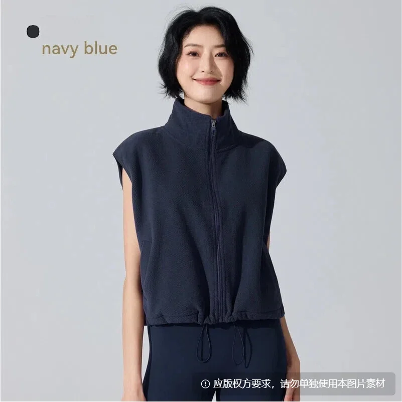 Gilet polaire thermique pour femmes, veste de sport d'hiver, Yoga, course à pied, pull d'entraînement, col montant, chaud, vêtements d'extérieur, Fitness