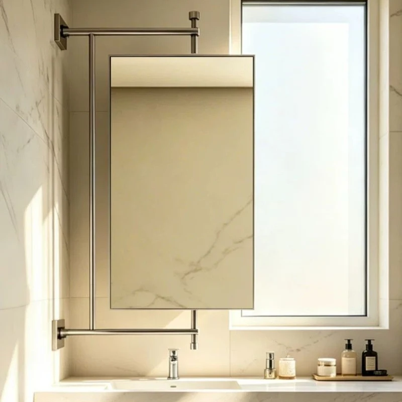 Stainless Steel Bath Mirrors Foldable Rotatable Bathroom Accessories Wall Mounted Mirror Retractable Corner Makeup Mirrors