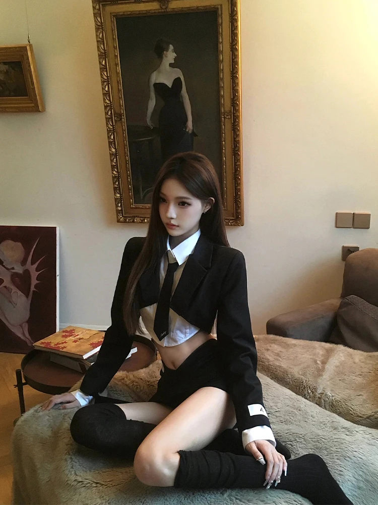 

Женский костюм Bla College Sle, весна-лето, крутая соляная система, Pure Desire, пикантная юбка для девочек, комплект из двух предметов