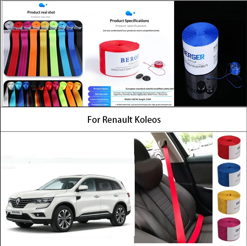 

For Renault Koleos Car Seat Belt Seatbelt Webbing Lap Retractable Safety Strap 48MM