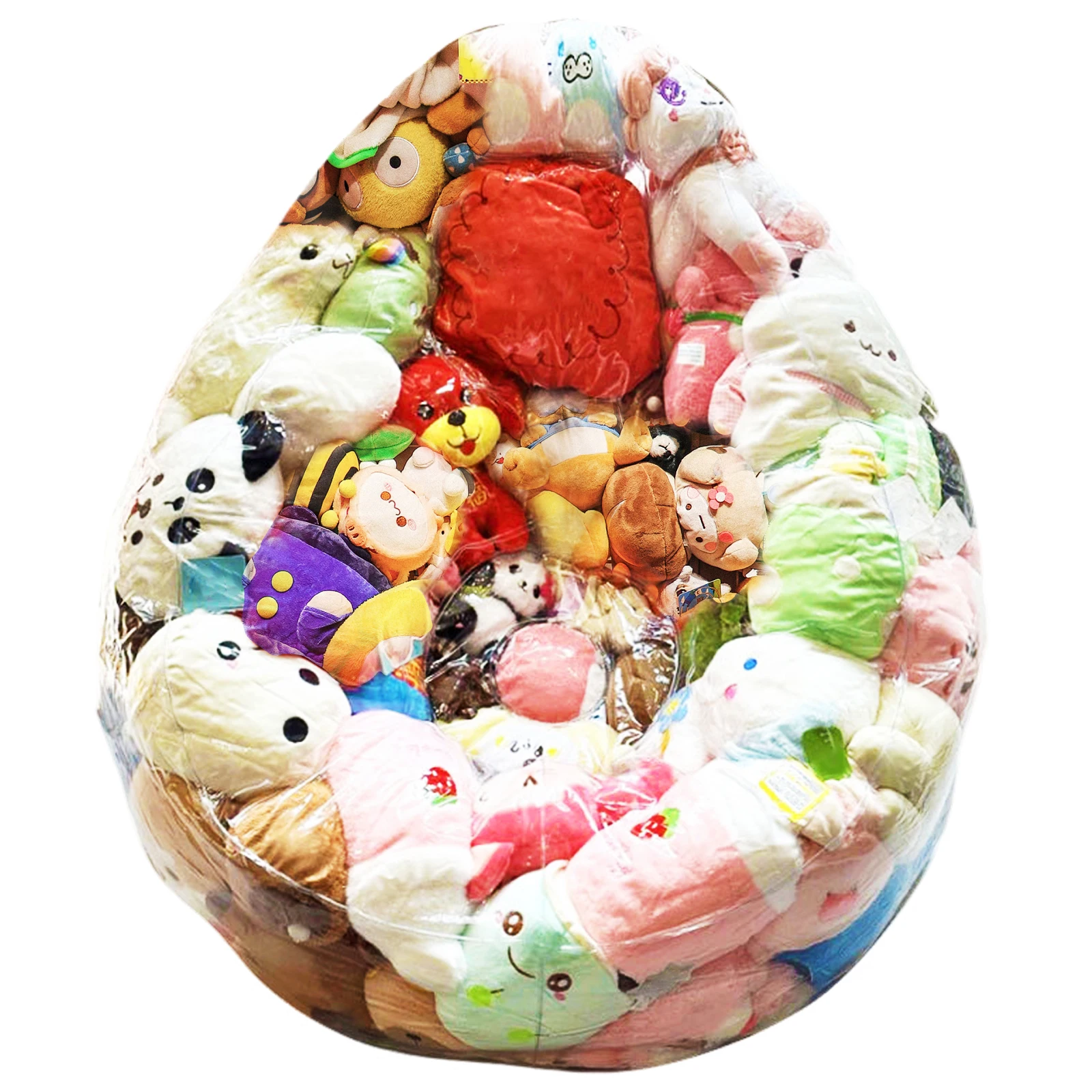 Clear Stuffed Animal Bean Bag Chair Cover 150L Plush Toys Storage and Organizing PVC Waterproof Stuffable Beanbag Chair Cover