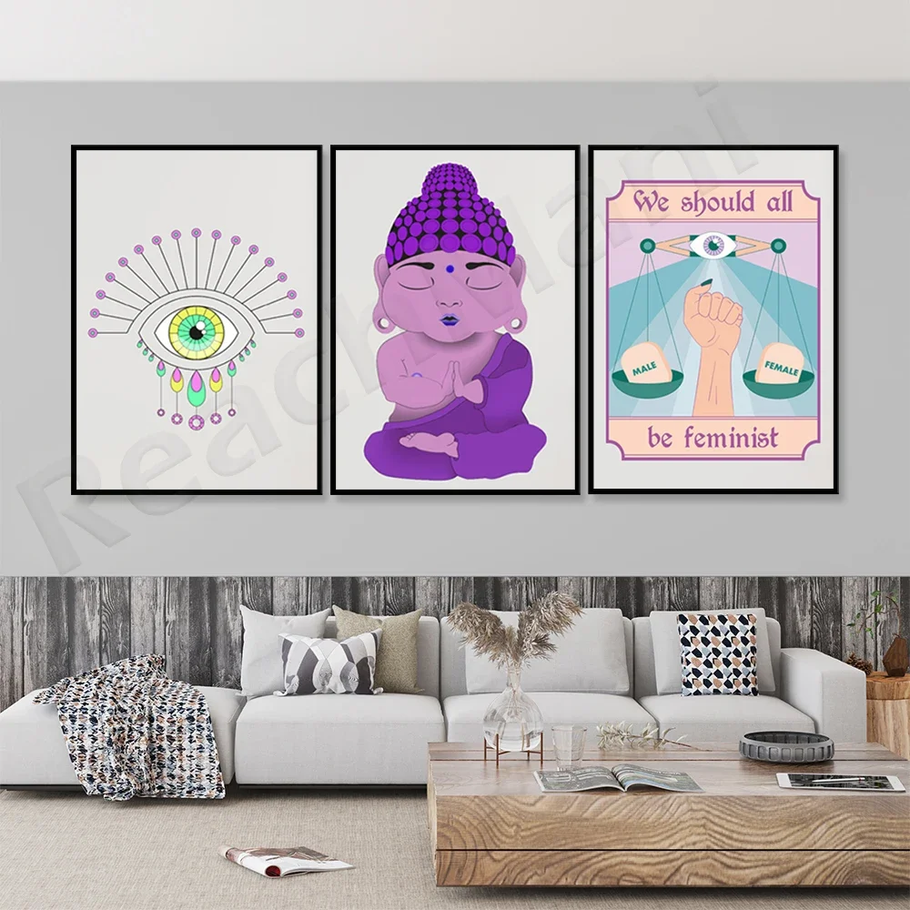 Morality-Baby Buddha, Eco-Responsibility-Ethics-Third Eye Chakra Spirit and Esoteric Poster, French Printed Tarot Feminists