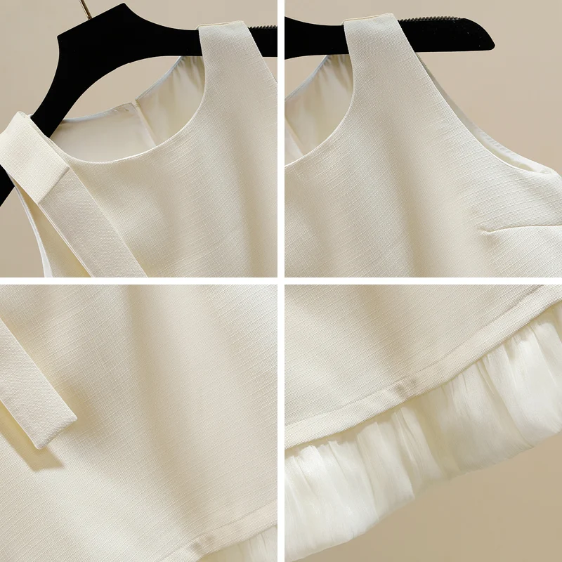 2025 Autumn New Women's French Petal-stitched Hem Sleeveless Slim Camisole - Summer New High-end Versatile Vest Top