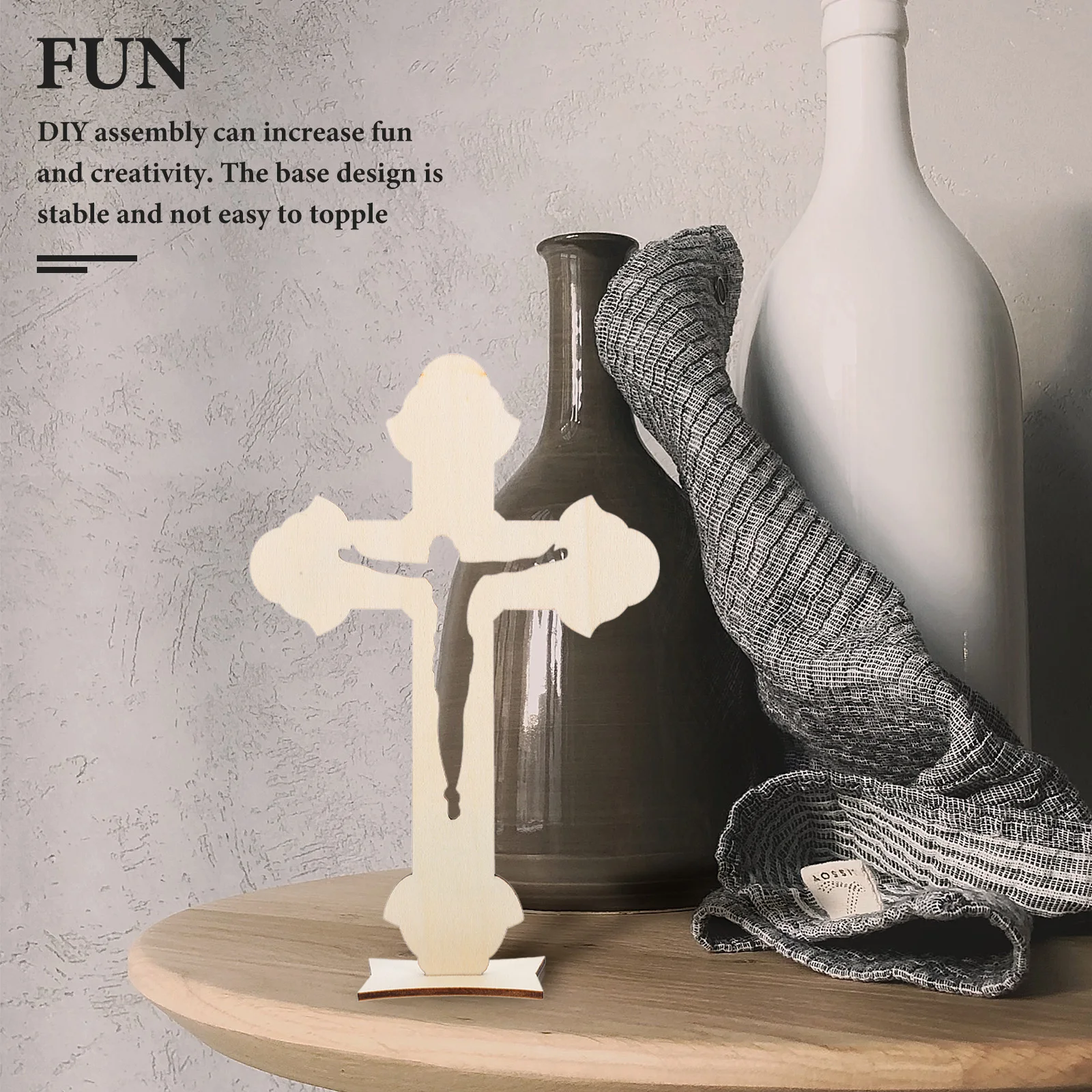 

10Pcs Wooden Cross DIY Craft Decoration Rustic Simple Tabletop Ornament Religious Wood Cross for Home Office Wooden Ornament