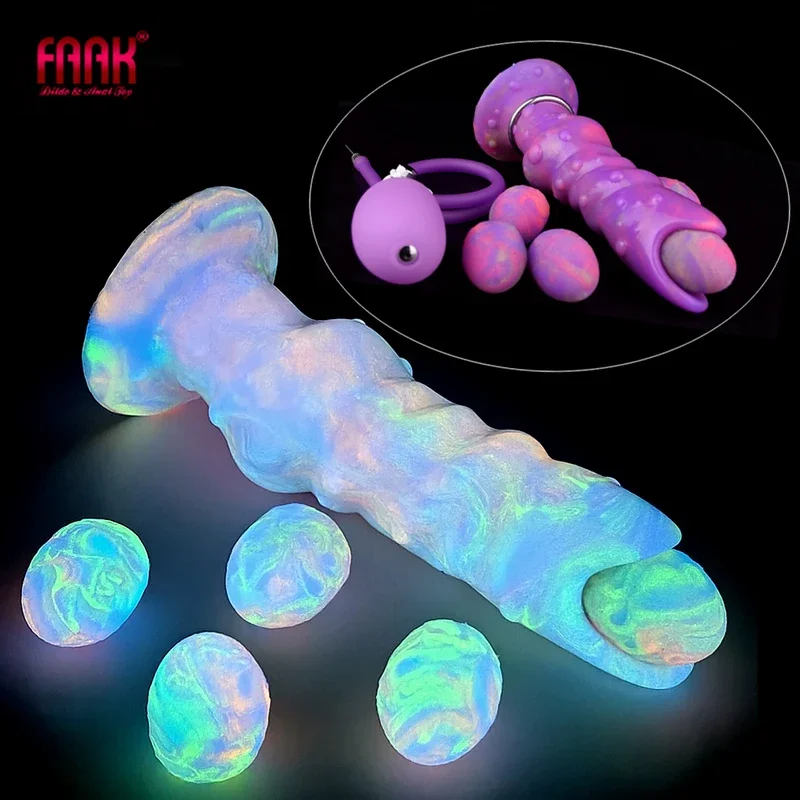 

FAAK Fantasy Pneumatic Luminous Ovipositor Anal Sex Toys Dragon Dog Knot Dildos Silicone Butt Plug Adult Game Masturbators