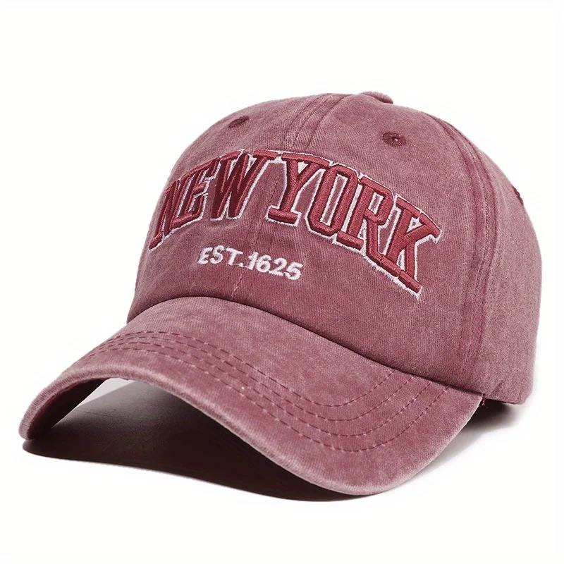 Embroidered letter baseball cap for men and women, adjustable water washed retro duckbill cap, portable, breathable and cool
