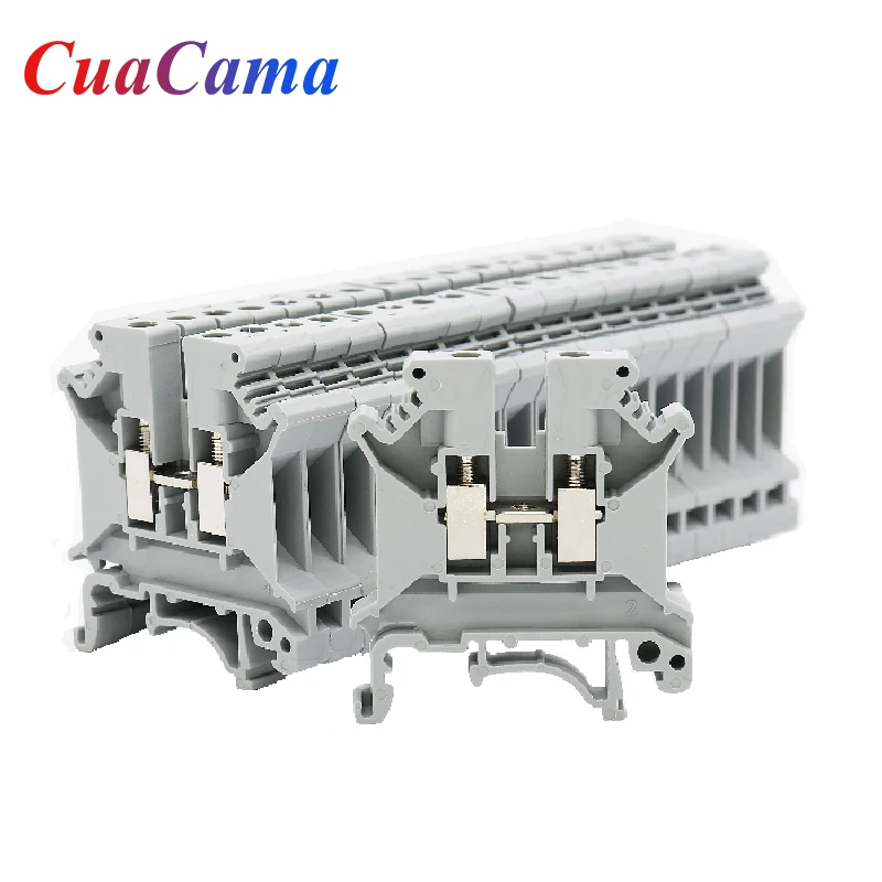 100Pcs UK5N Din Rail Block Connection Terminals Electrical Conductor Strip Universal Wire Connector UK5