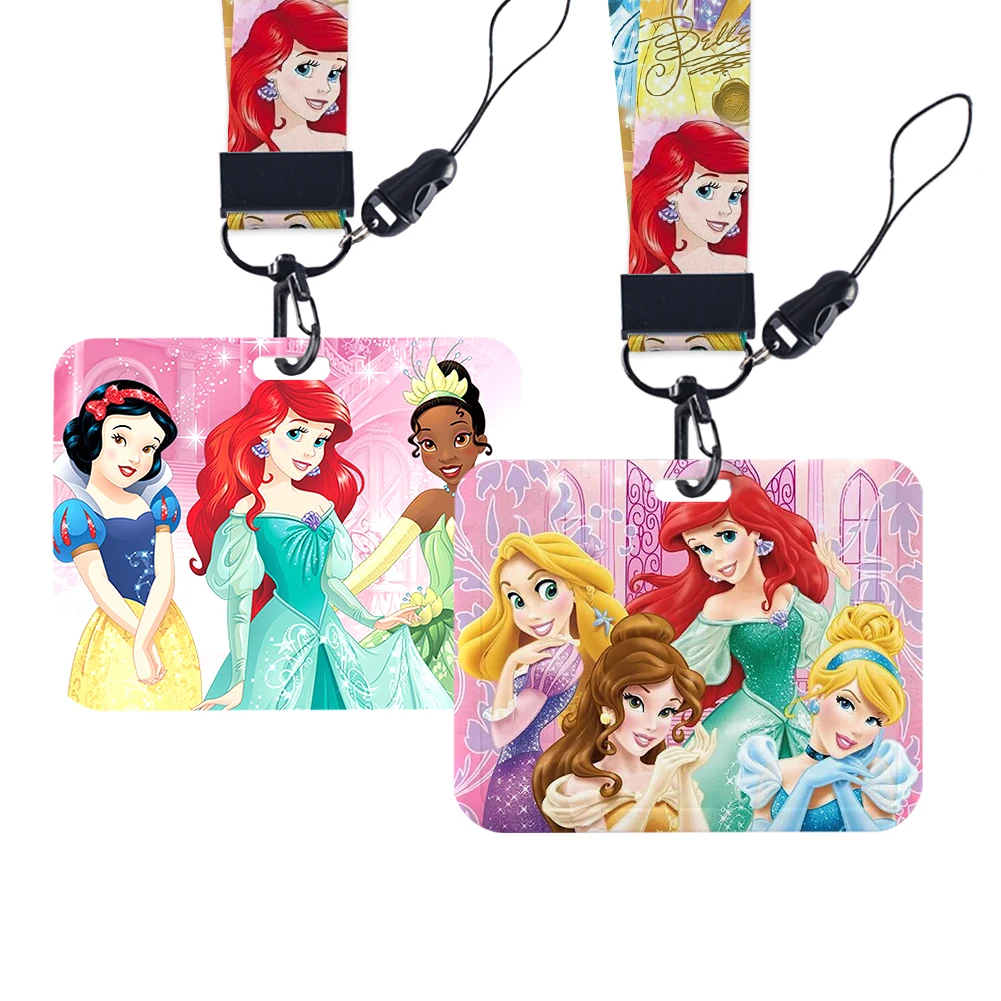 

Disney Princess Cartoon Cute Girl Horizontal Id Credit Card Cover Bus Card Holder Charm Badge Holder Girls Daughter Gift Lanyard