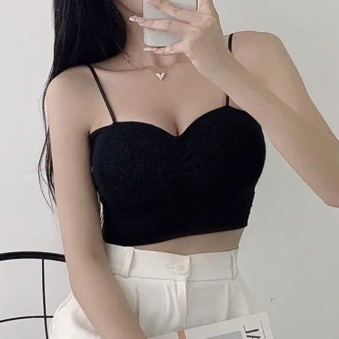 8CM small chest gathering ice silk underwear sexy breast big without underwire