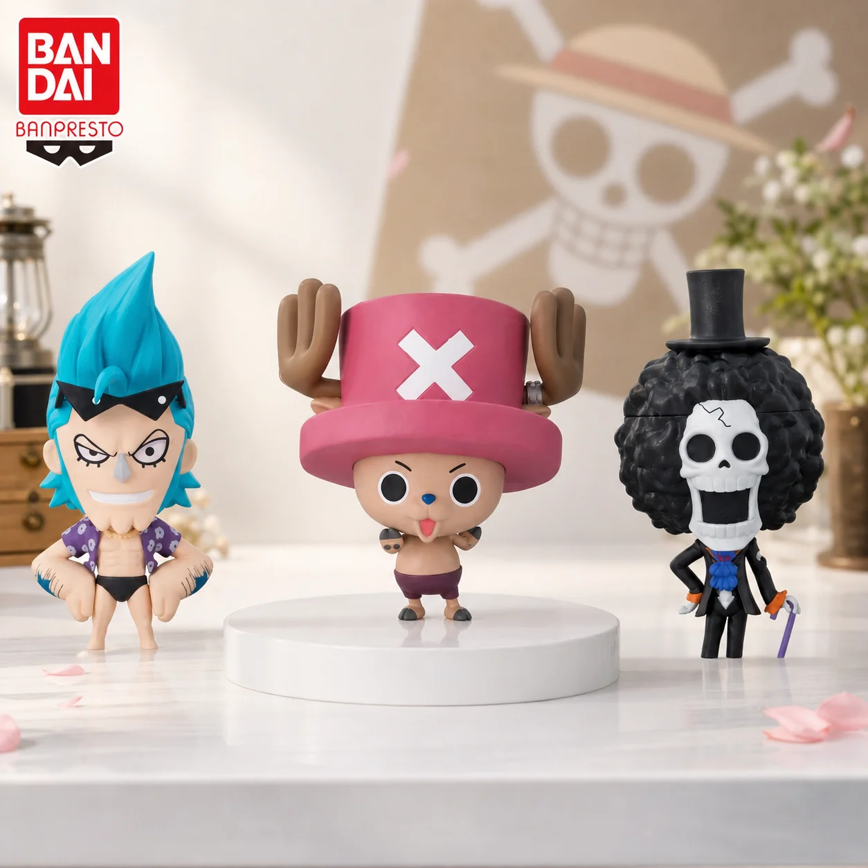 

in stock BANDAI Original BANPRESTO ONE PIECE Chopper Franky Brook KyunChara action figure Model Doll Brand New Boxed Garage toys