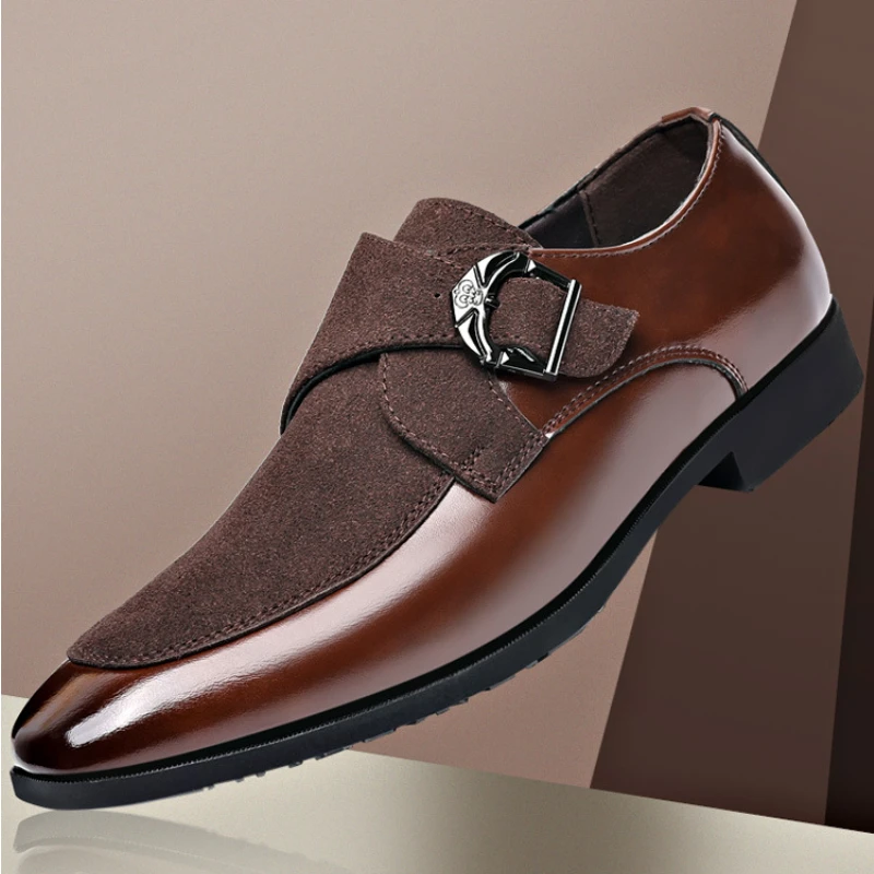 Casual Business Shoes for Men Point Toe Men Dress Buckle Shoes Luxury Men\'s  Wedding Formal Shoes Derby Party Oxford Footwear